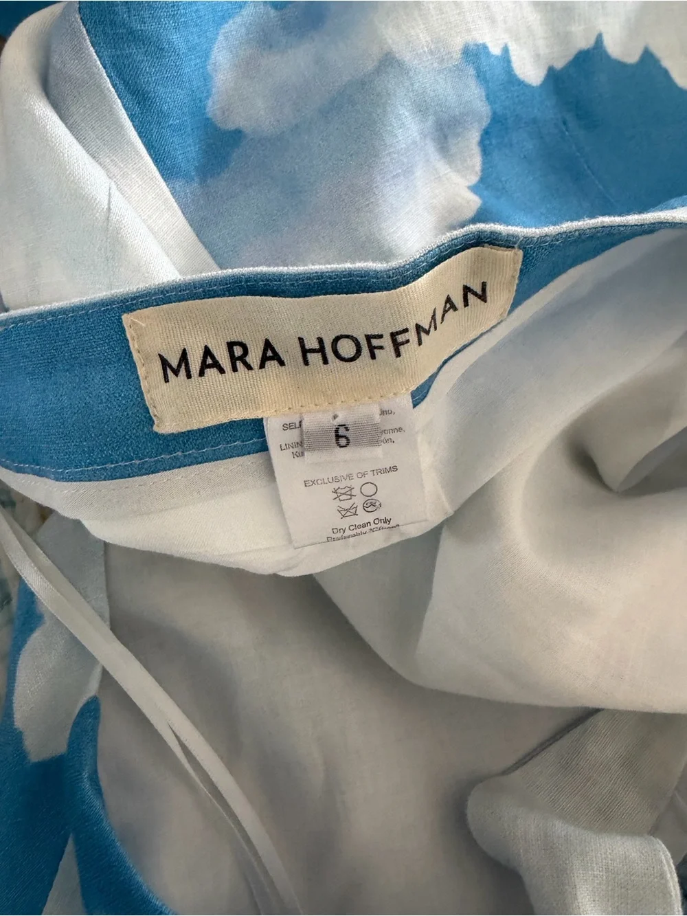 Mara Hoffman Blue & White Cloud-Print Spaghetti-Strap Jumpsuit - Picture 4 of 4